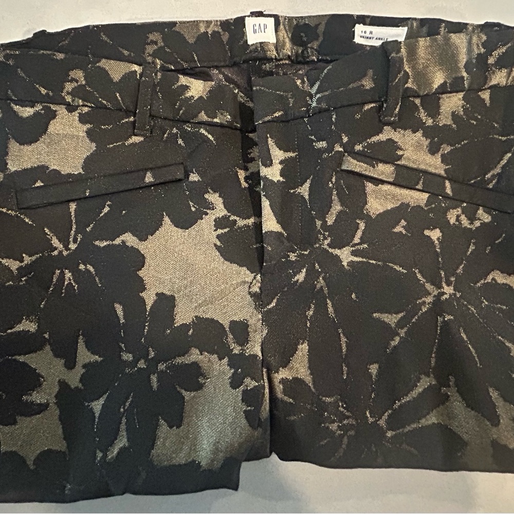 GAP Black and Gold Floral Patterned Pants